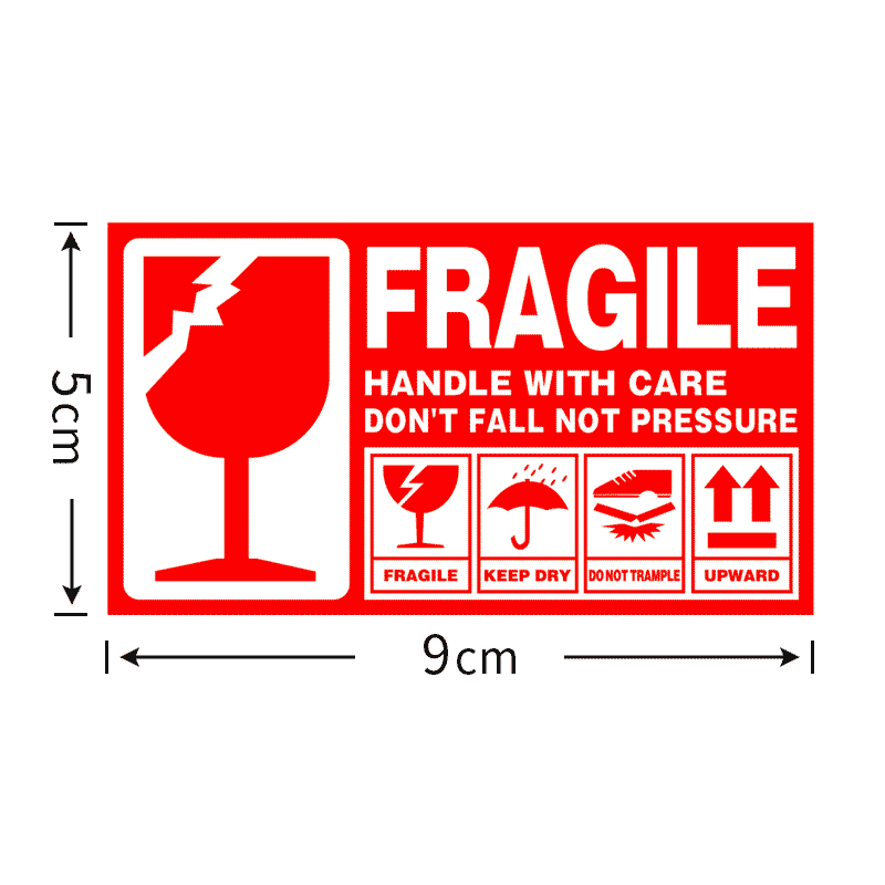 英文易碎品标签9x5cm 易碎品标签贴纸 Fragile Sticker Shipping Labels